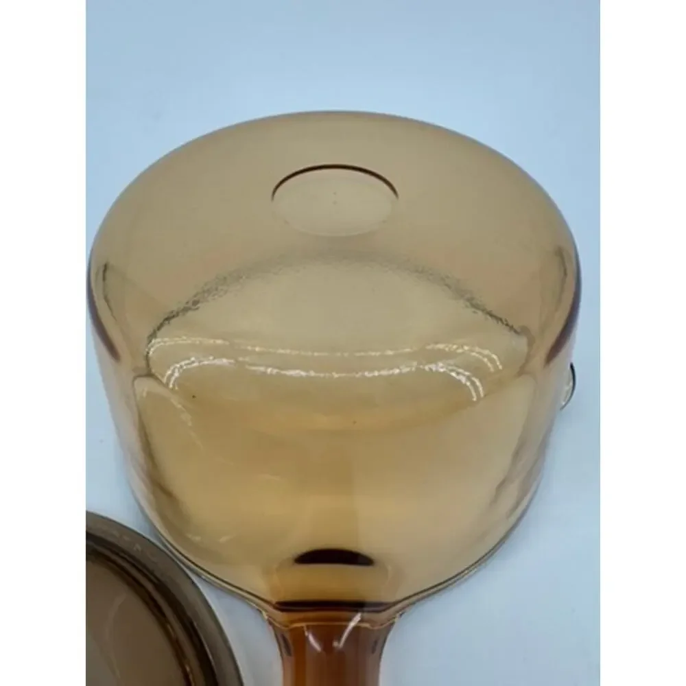 Corning Visions 1L Amber Glass Saucepan V-1-C Lid USA Vintage Pyroceram 1 Quart